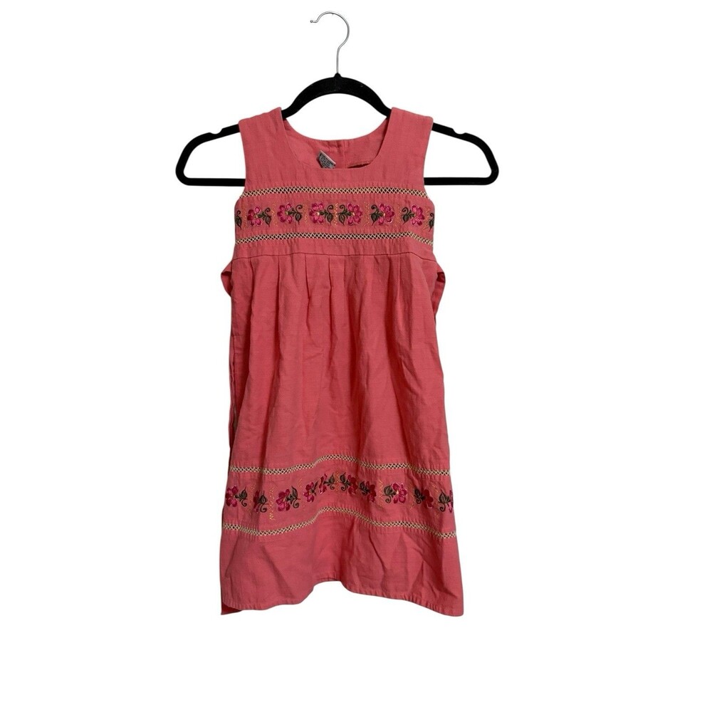 Kike Linen Blend Dress Size 4 Girls Salmon Pink